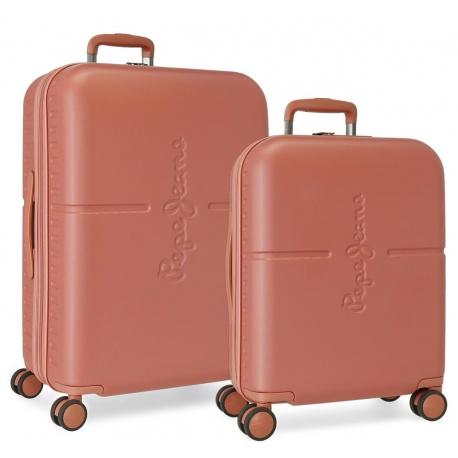 Sada luxusných ABS cestovných kufrov 70cm/55cm PEPE JEANS HIGHLIGHT Terracota, 7689526