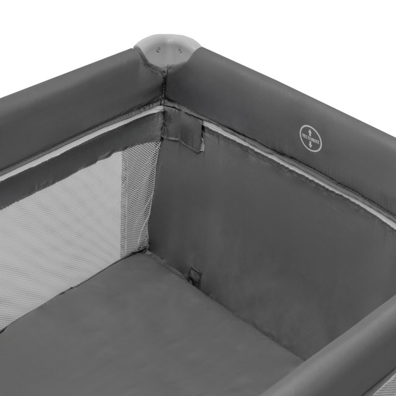 Detská cestovná postieľka so sťahovacou bočnicou Side Baby Mix sivá 3