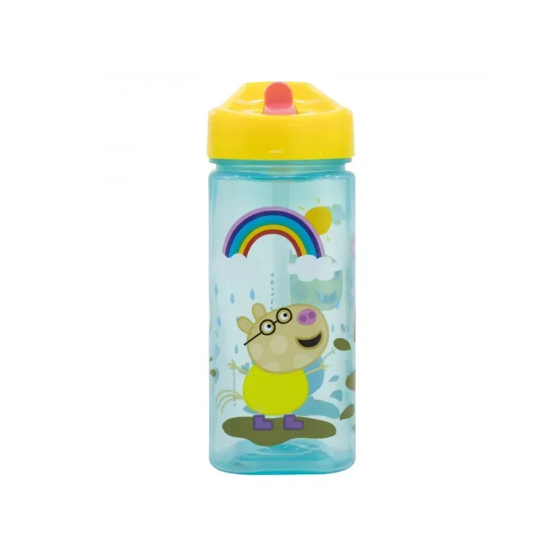 Plastová hranatá fľaša s výsuvnou slamkou Peppa Pig, Tritan 530ml, 41214 2