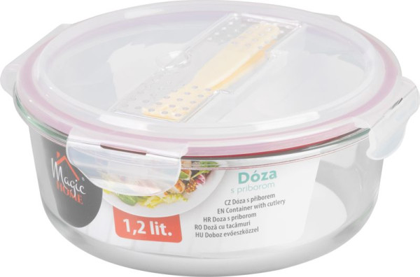 Dóza MagicHome, okrúhla, 1200 ml, s vekom, s príborom, Clip 2