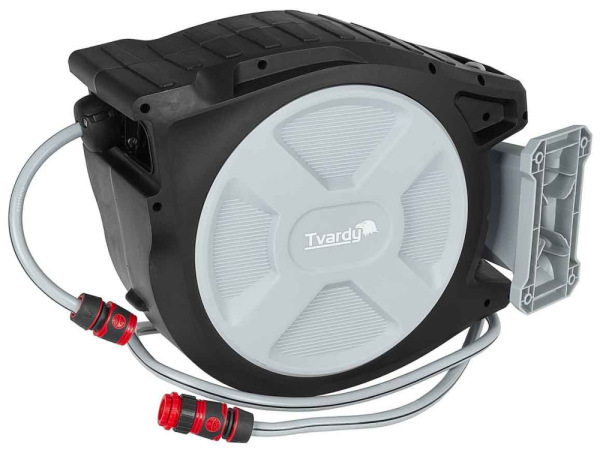 Navíjací bubon s držiakom na stenu so záhradnou 1/2" hadicou 25 m, TVARDY 15