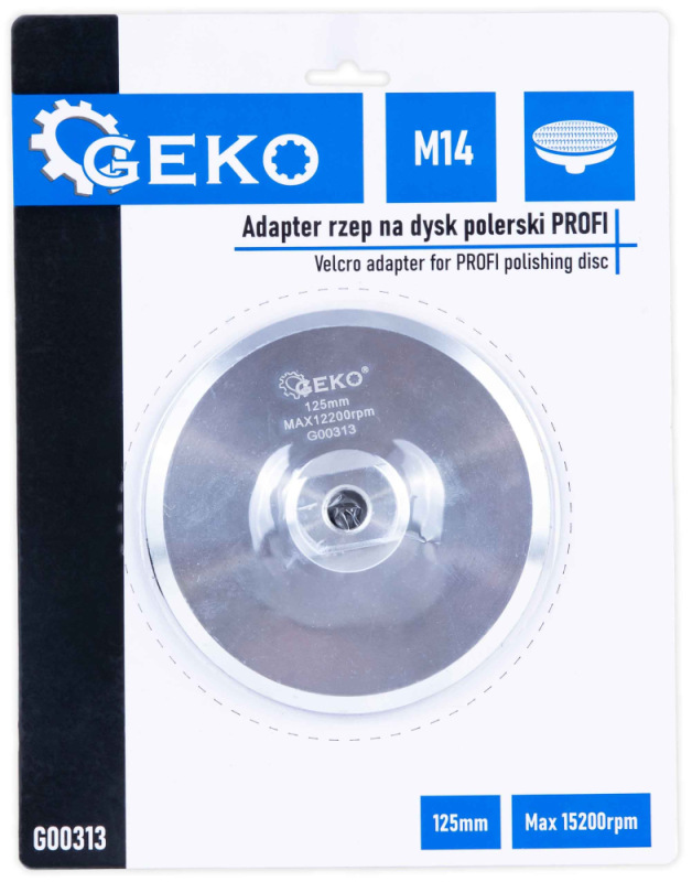 Kotúč unášací hliníkový, suchý zips, 125 mm, závit M14, GEKO 1