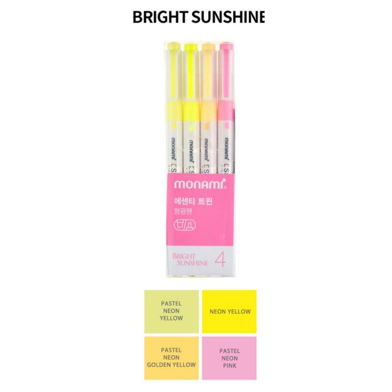 Sada obojstranných zvýrazňovačov Monami Essenti Twin - Bright Sunshine, 4ks 7