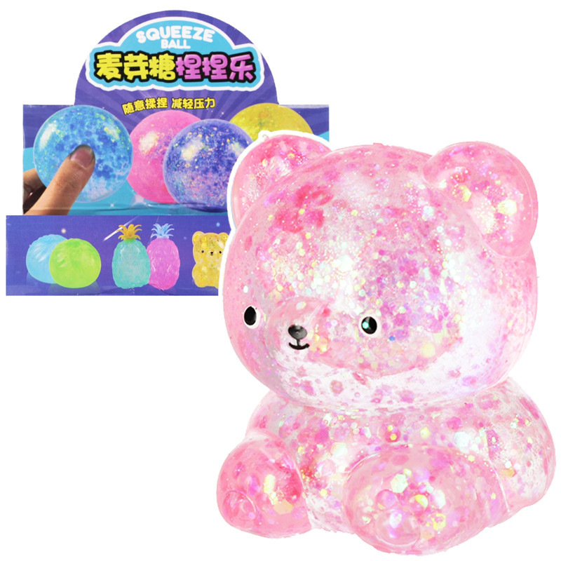 Stláčací trblietavý medvedík