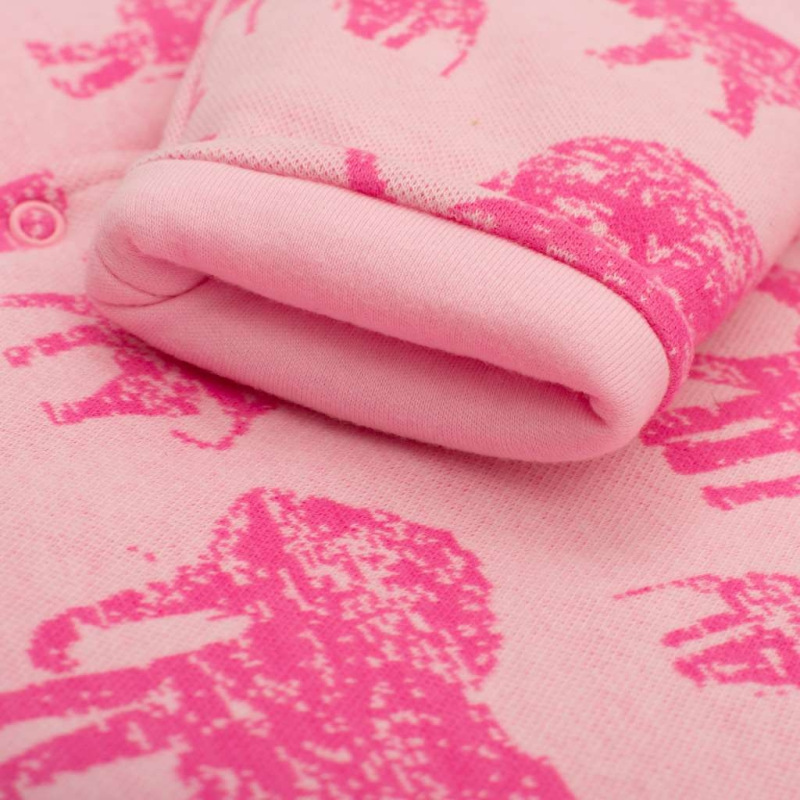 Zateplená dojčenská kombinéza s kapucňou Baby Service Slony ružová 68 (4-6m) 3