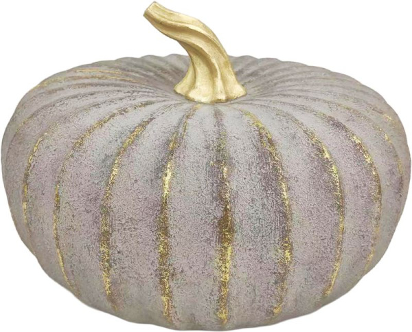 Dekorácia MagicHome Nature, tekvica, polyresin, zlato-sivá, 33,3x33,8x21,2 cm