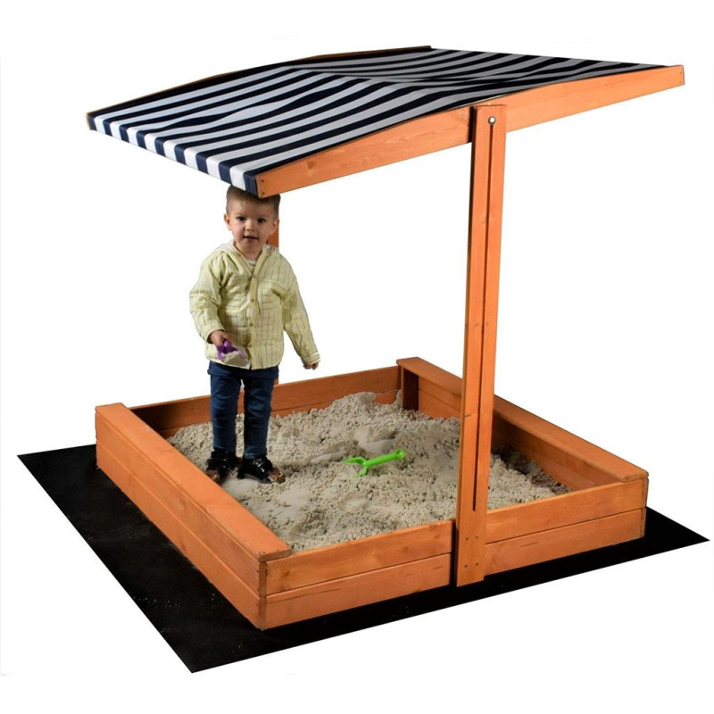 Detské drevené pieskovisko so strieškou Baby Mix 120x120 cm modré-biele 2
