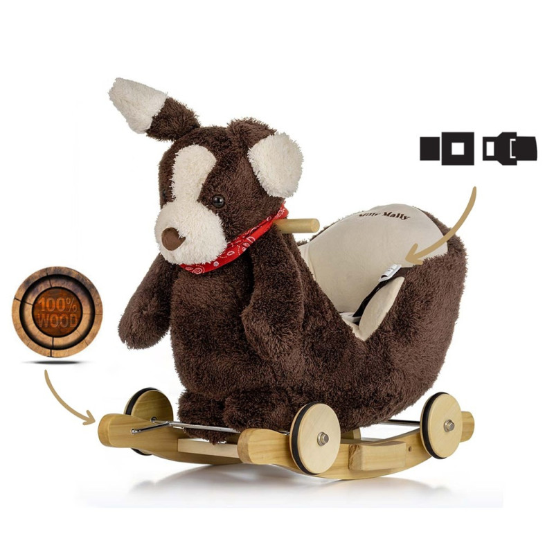 Hojdací psík s melódiou a kolieskami Milly Mally Polly Plus Brown Dog 1
