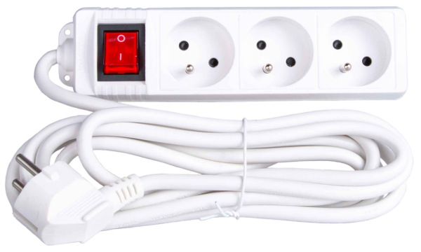 Predlžovací kábel s vypínačom, 3 zásuvky, dĺžka 3m, GEKO 1