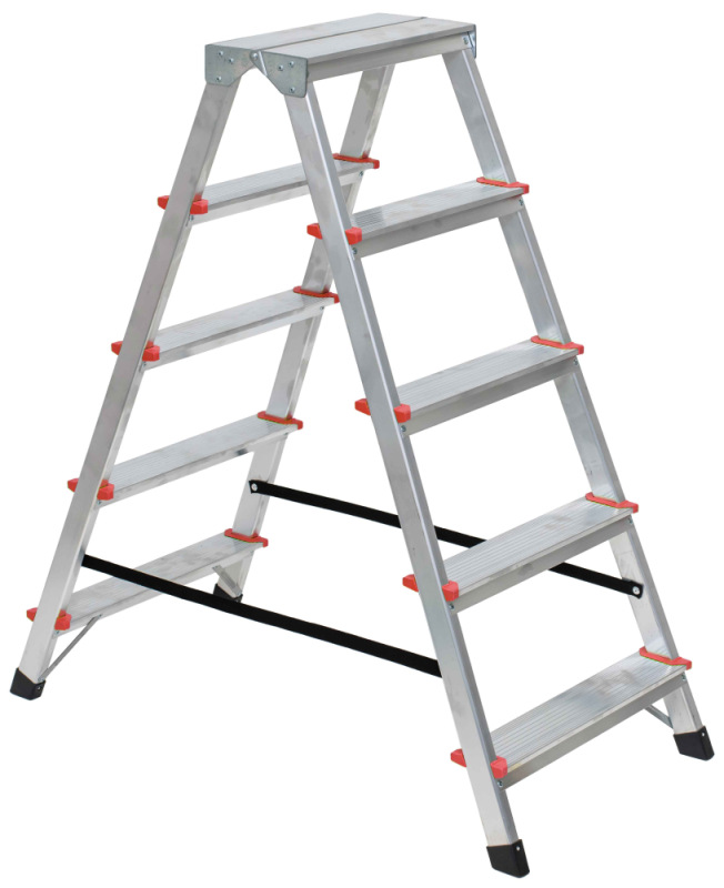 Schodíky hliníkové obojstranné - 5 stupne, 98 cm, nosnosť 120 kg, VASKO