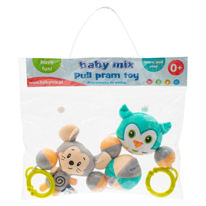 Detská plyšová hrkálka do kočíka Baby Mix myš a sova 3