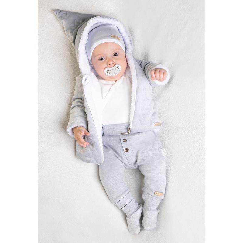 Zimný dojčenský kabátik s čiapočkou Nicol Kids Winter sivý 68 (4-6m)