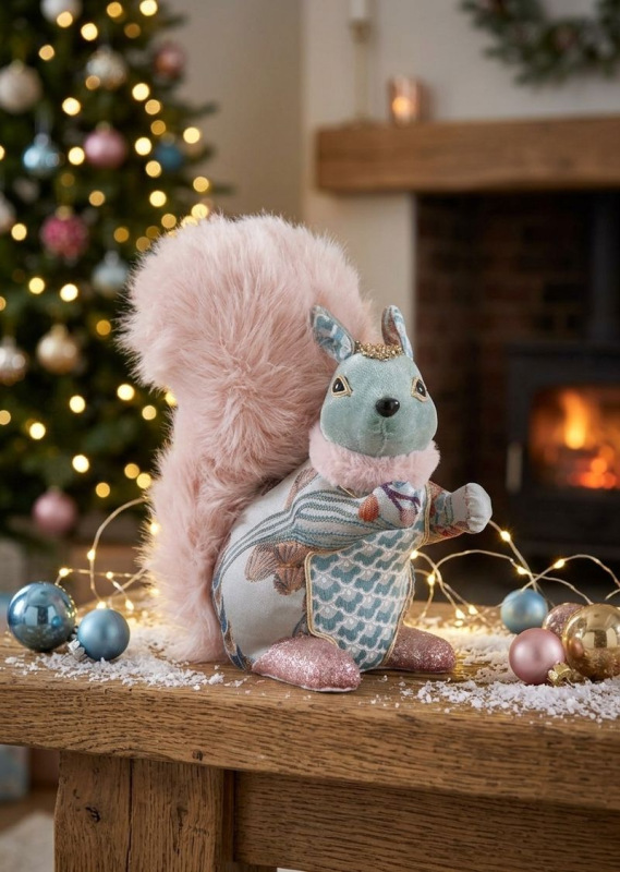 Dekorácia MagicHome Vianoce, Veverička, modrá, 22x13x24 cm 1