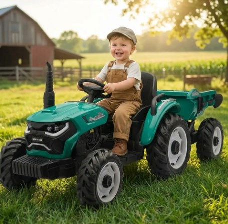 Detský elektrický traktor HUGE Baby Mix zelený 1