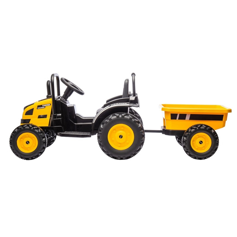 Elektrický traktor s prívesom Milly Mally Farmer žltý 4