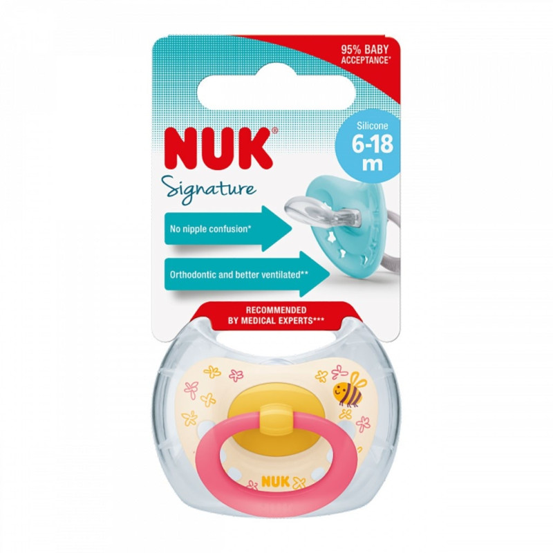Dojčenský cumlík NUK Signature 6-18 m pink 6-18 m 1