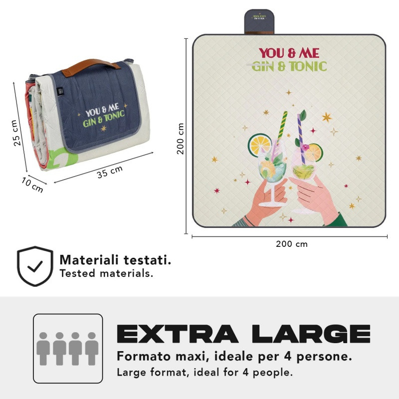Veľká pikniková deka Perletti Travel – GinTonic, 200x200cm, 13159 4