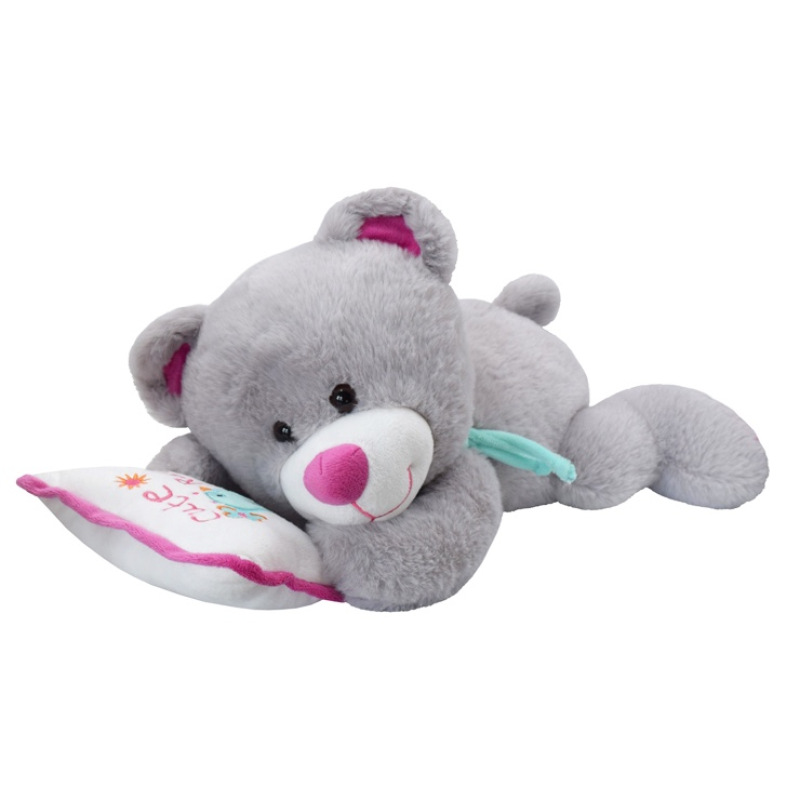 Sivý medvedík na vankúšiku