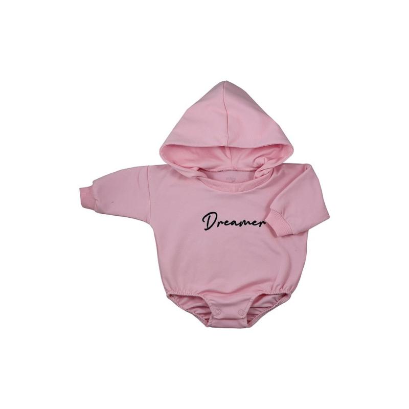 Dojčenské teplákové body s kapucňou baggy Koala Dreamer ružová 80 (9-12m)