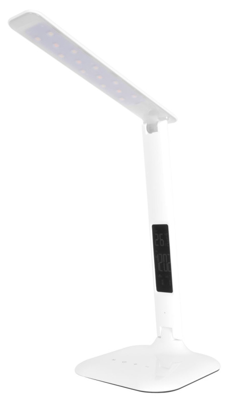Lampa LED, stolná, stmievateľná, biela, s displejom, voľba teploty svetla, 6 W