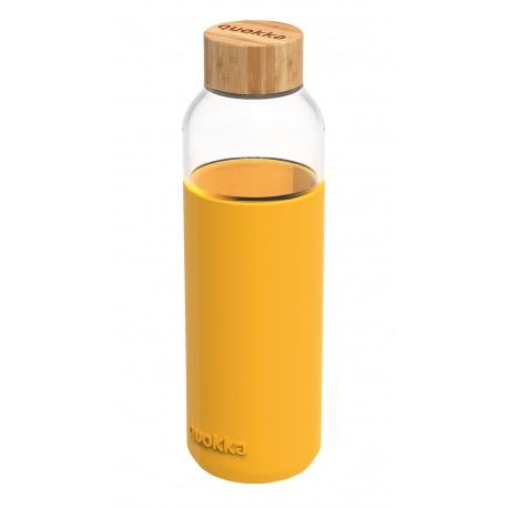 QUOKKA FLOW Sklenená fľaša so silikónovým povrchom YELLOW, 660ml, 40013