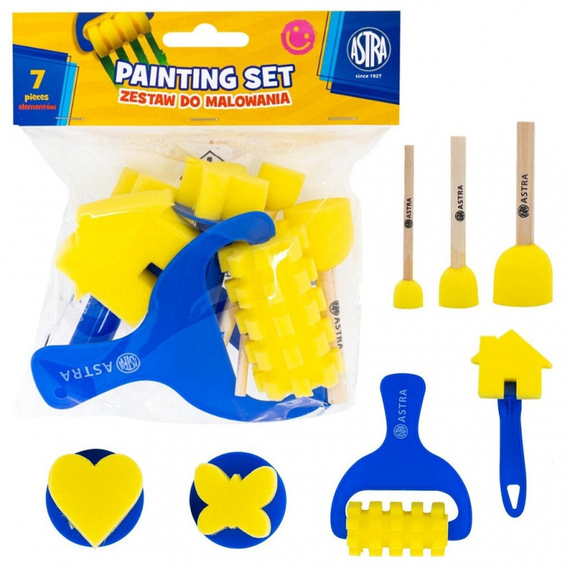 Špongie a valčeky na maľovanie pre deti – sada 7 ks Astra, 315024004