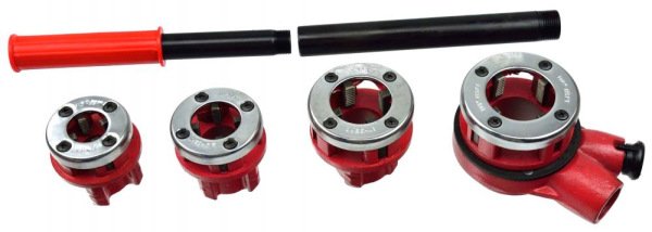 4-dielna sada závitových hláv 1/2", 3/4", 1", 5/4" s račňou a rukoväťou, GEKO 5