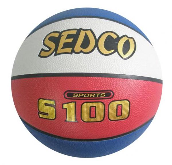 Basketbalová lopta SEDCO syntetická koža TOP S100 5 červeno-bielo-modrý
