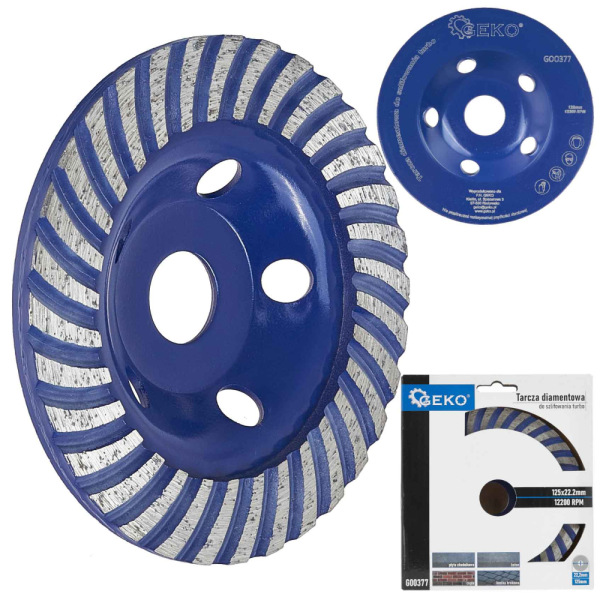 Brúsny diamantový kotúč 125 x 22 mm TURBO, bez závitu, GEKO