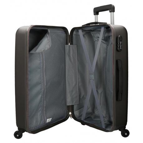 JOUMMA BAGS Sada ABS cestovných kufrov ROLL ROAD FLEX Black / Antracita, 55-65cm, 5849561