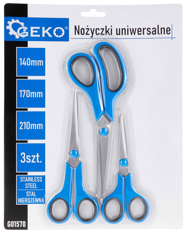 Sada univerzálnych nožníc 140/170/210 mm, 3 ks, GEKO 11