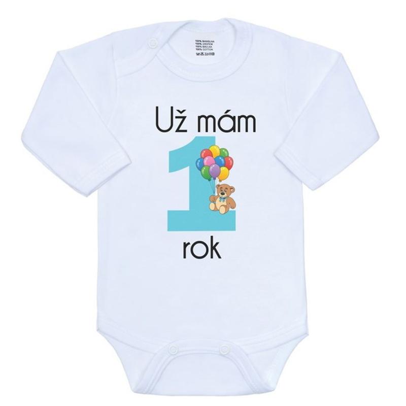 Body s potlačou New Baby Už mám 1 rok modré 80 (9-12m)