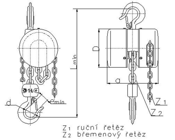 Kladkostroj Brano Z 100-1 3,2 t, 03,0 m, retazovy 1
