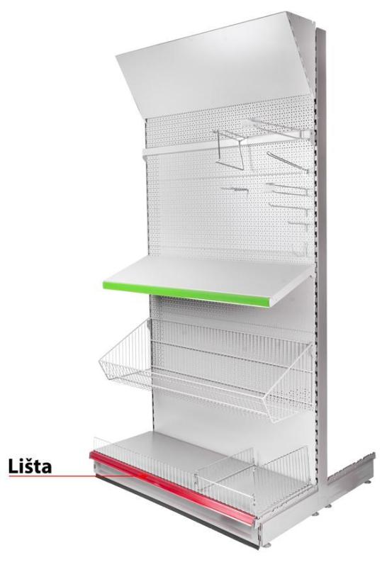 Lišta Racks H29 na cenovky, 665 mm, červená *S*