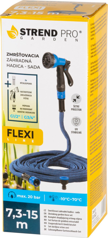 Hadica Strend Pro Garden Flexi, 7.3-15 m, 1/2"-3/4" + pištoľ, záhradná 1