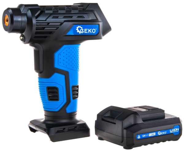Akumulátorový kompresor 0,2-10,3 Bar, 12V, 1.5Ah batéria, 23l/min, LCD display, GEKO 19