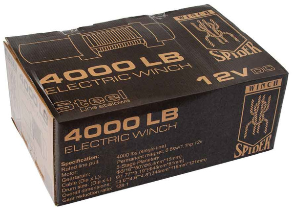 Naviják elektrický, 12V, 800W, max. ťah 1814 kg, oceľové lano 6 mm, MAR-POL 1