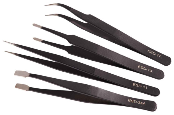 Sada antistatických nerezových pinziet, 9-dielna sada, GEKO 4