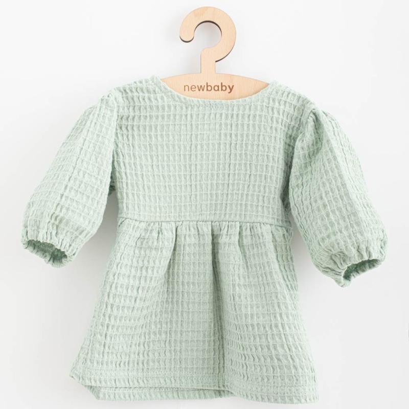 Dojčenské mušelínové šaty New Baby Comfort clothes šalviová 86 (12-18m)