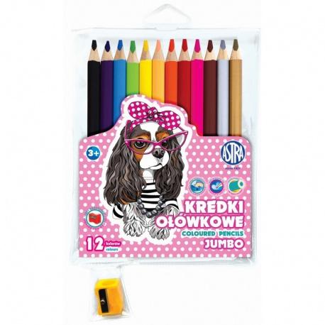 Školské farbičky JUMBO 12ks + strúhadlo SWEET DOGS, 312221008