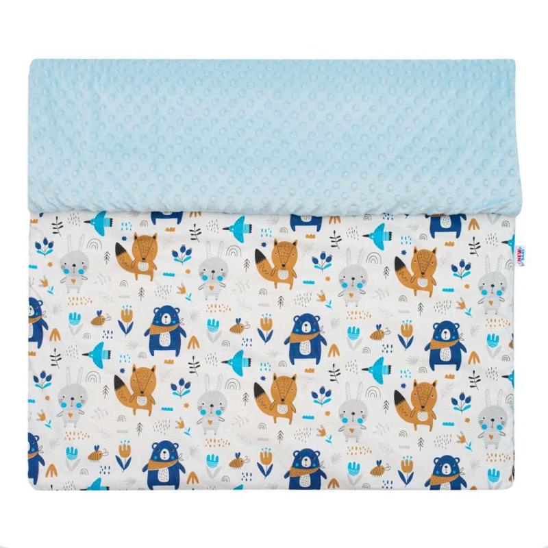 Detská deka z Minky s výplňou New Baby Medvedíkovia modrá 80x102 cm