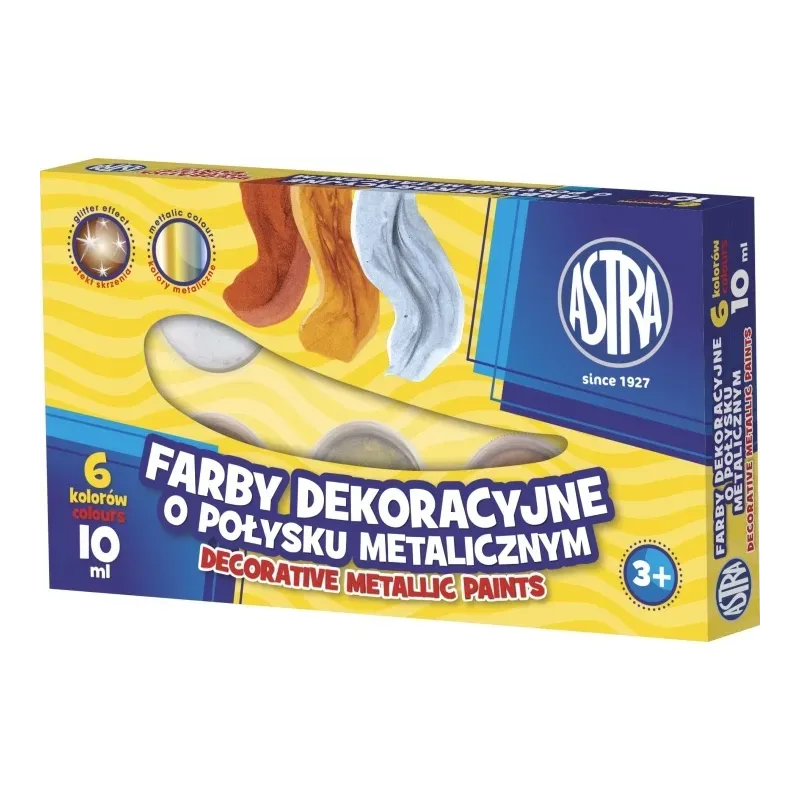 ASTRA Dekoračné farby s kovovým odleskom 6x10ml, 83411900