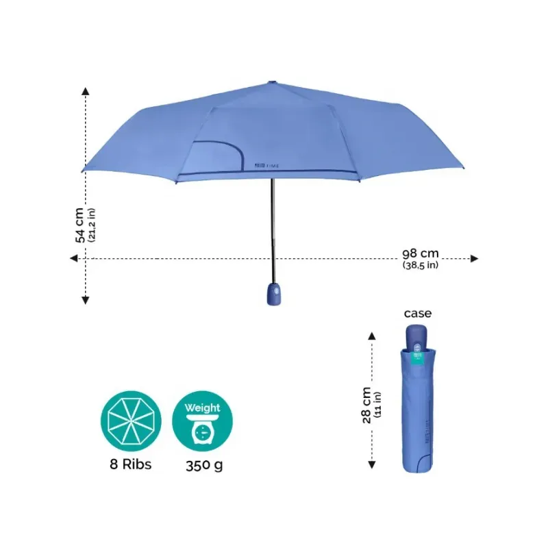 PERLETTI Dámský plnoautomatický dáždnik COLORINO / nevädzovo-modrá, 26294