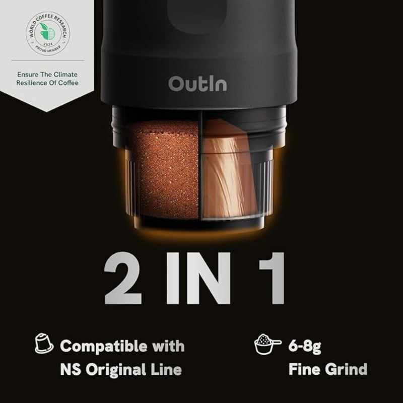 Outin Nano Portable Espresso Machine – Forest Green + cestovný obal 9