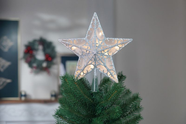 Hviezda MagicHome Vianoce, plast, časovač, 10xLED teplá biela, 25 cm, 2xAA 3