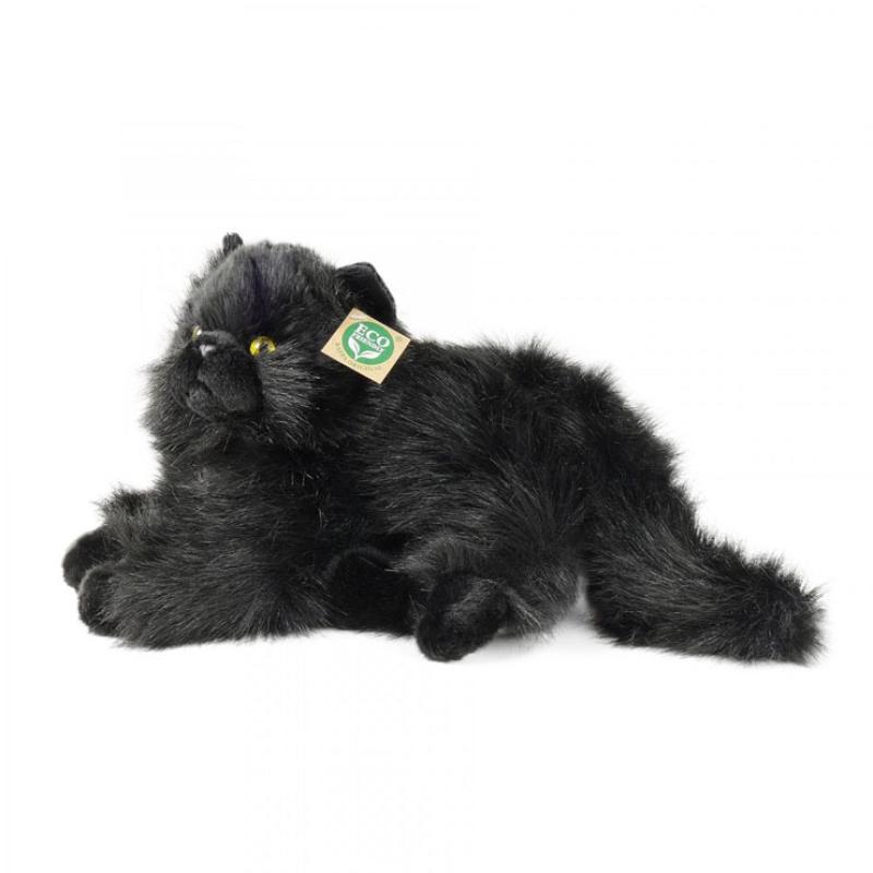 Plyšová mačka čierna ležiaca