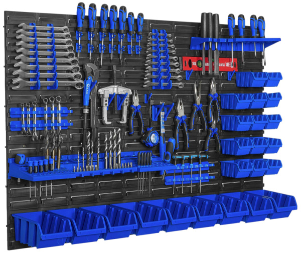 Dielenská tabuľa na náradie - sada 4 panelov, 1152x780 mm + 65 ks príslušenstvo, GEKO 3