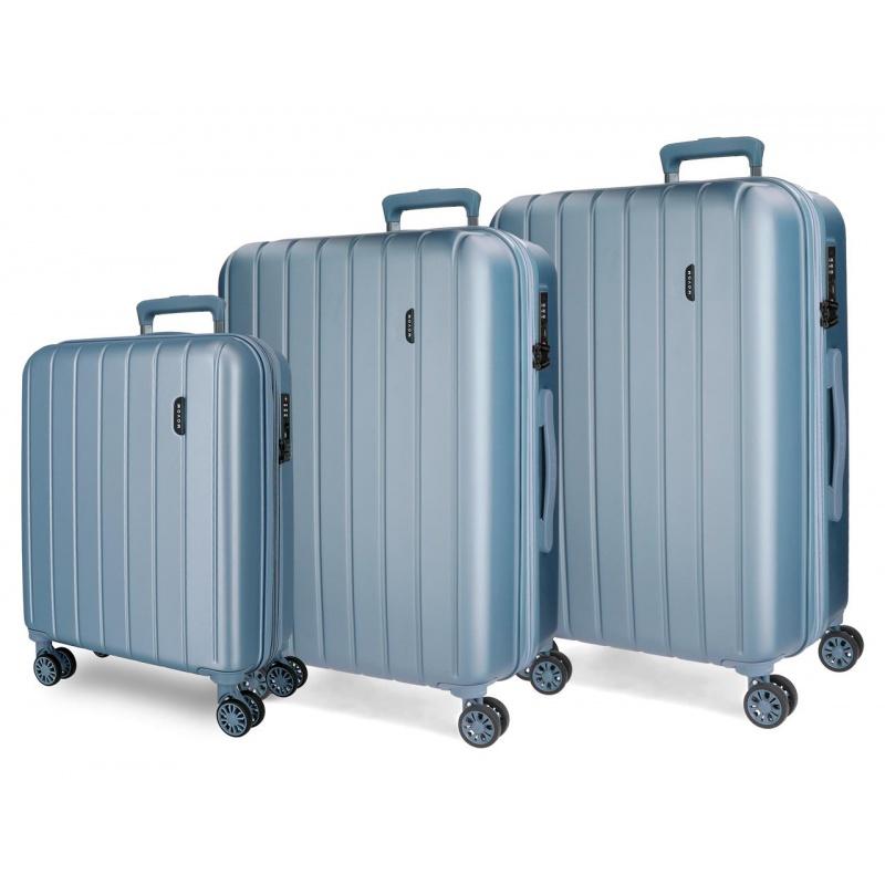 MOVOM Wood Steel Blue, Sada luxusných ABS cestovných kufrov, 75cm/65cm/55cm, 5318463