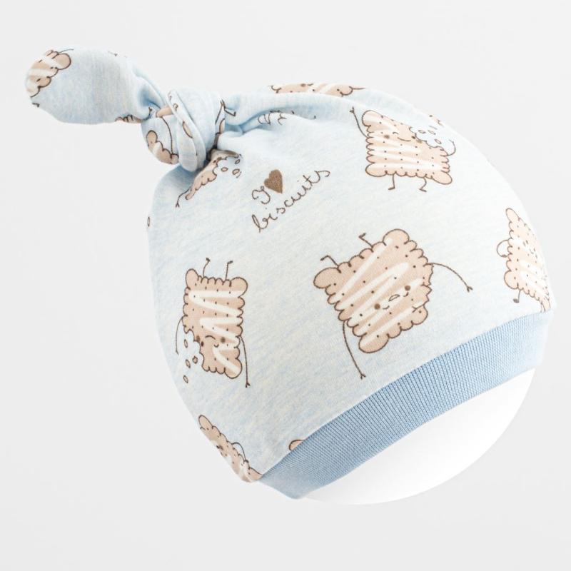 Dojčenská bavlnená čiapočka New Baby Biscuits modrá 68/74