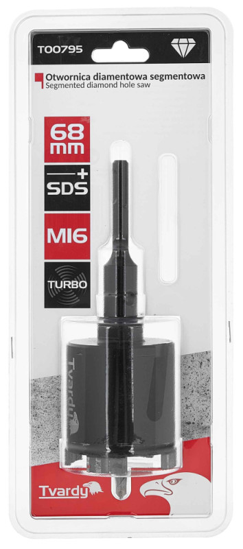 Vrták diamantový korunkový so stredovým vrtákom, priemer 68 mm, upínanie SDS+, M16, TVARDY 1